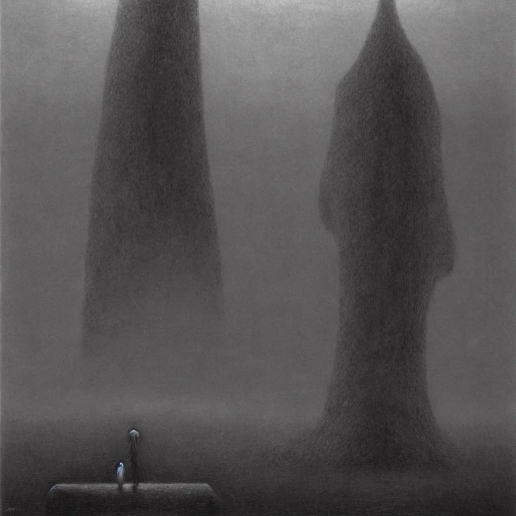 Image similar to Angered Giant. Huge and terrifying. Zdzisław Beksiński.