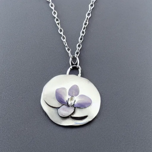 Image similar to silver necklace, realistic, orchid