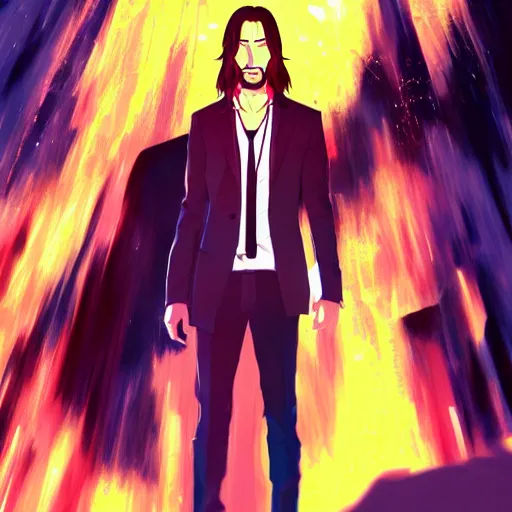 Image similar to keanu reeves, anime key visual, artstation, kuvshinov ilya