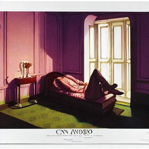 Image similar to a nightmare in a liminal room, film still by wes anderson, depicted by canova, limited color palette, very intricate, art nouveau, highly detailed, lights by hopper, soft pastel colors, minimalist