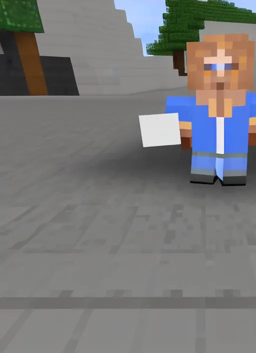 Image similar to 7 0 year old short fat man with gray hair in minecraft