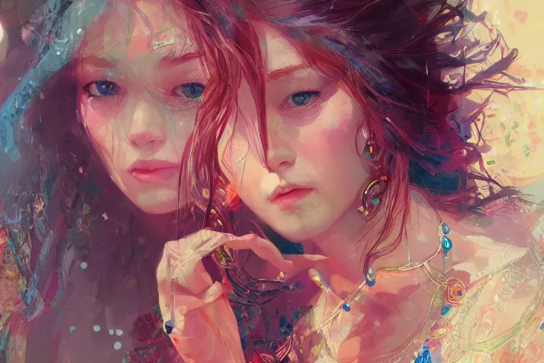 Image similar to a beautiful bohemian girl, intricate, highly detailed, digital painting, pixiv, artstation, official media, concept art, rich vivid colors, ambient lighting, sharp focus, illustration, art by wlop