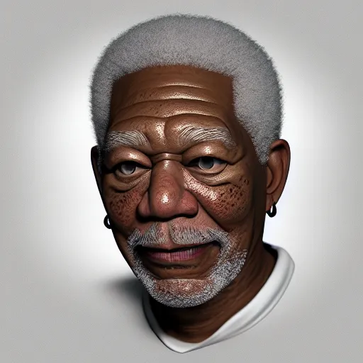 Image similar to 3 d render of morgan freeman as a low poly 3 d model, octane render