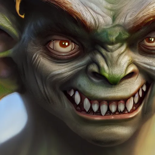 Image similar to a detailed portrait of a cute child orc boy smiling, fantasy art illustration, incredibly highly detailed and realistic, 8 k, sharp focus