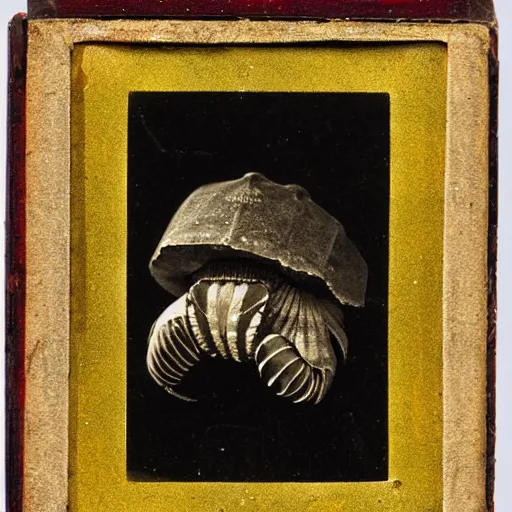 Prompt: daguerreotype of a giant hermit crab in paris