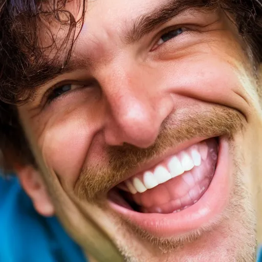 Prompt: stock image photo of a white guy smiling, closeup, HD