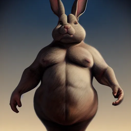 Prompt: portrait of the real life Big Chungus, expressive pose, futuristic, highly detailed, digital painting, artstation, concept art, smooth, sharp focus, dramatic light, studio light, by caravaggio