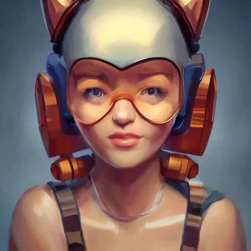 Image similar to cute young woman with robot ears, 4k, sharp focus, Andreas Rocha