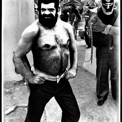 Image similar to saddam hussein as a mexican luchador