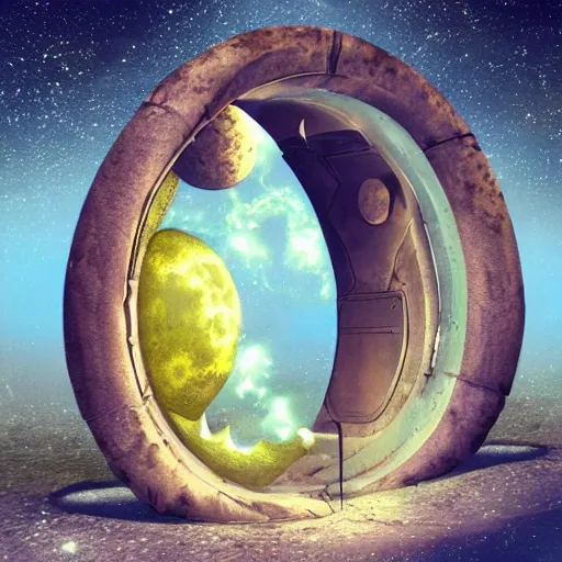 Prompt: portal to the fantasy alien planet