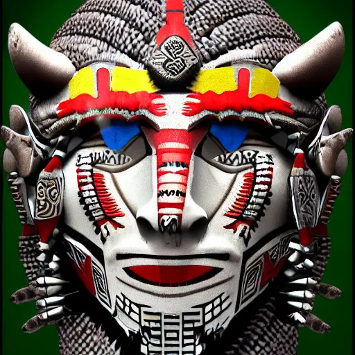 Prompt: Character Design, aztec warrior with jaguar mask, photorealistic