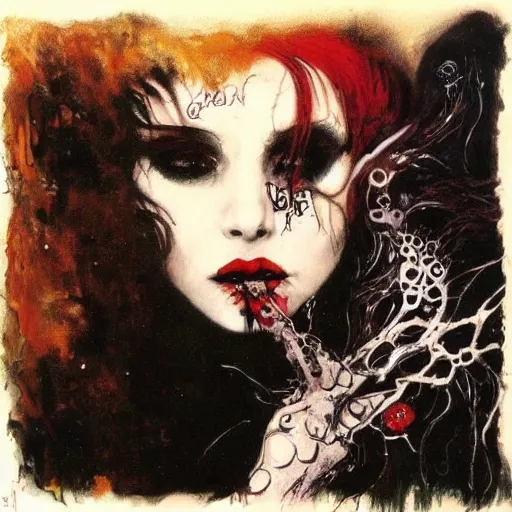 Image similar to vampire, klimt, royo, miro, frazetta, whealan,