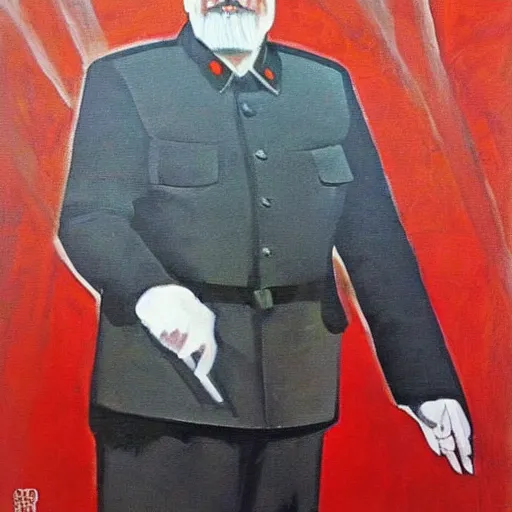 Prompt: a soviet dictator propaganda painting of jarosław kaczynski