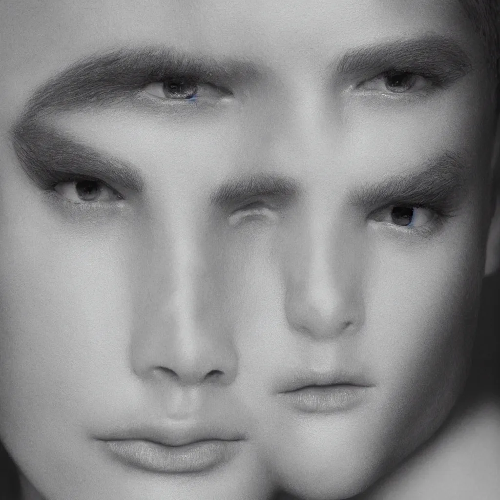Prompt: androgynous face portrait photo, zoomed in