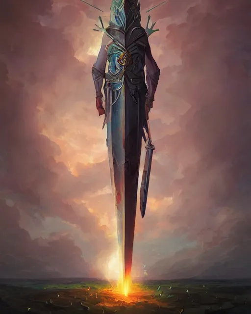 Prompt: the spear of destiny holy lance by peter mohrbacher and dan mumford and nekro, cgsociety, volumetric light, 3 d render