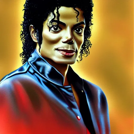 Image similar to portrait of michael jackson, highly detailed, centered, solid color background, digital painting