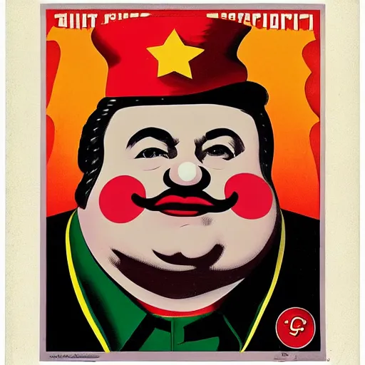 fat communist clown portrait, soviet propaganda poster | Stable ...