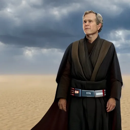 Image similar to George Bush as anakin skywalker in star wars episode 3, 8k resolution, full HD, cinematic lighting, award winning, anatomically correct