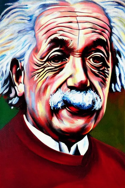 Image similar to portrait of Albert Einstein, painting, oil