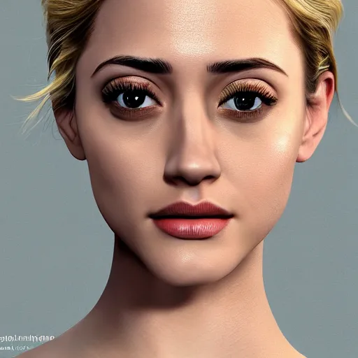 Image similar to blonde eyebrows Emmy Rossum, realistic, photo studio, HDR, 8k, trending on artstation