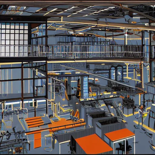 Image similar to detailed factory, digital art, wimmelbilder