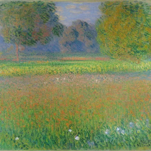 Image similar to A field of flowers, claude monet