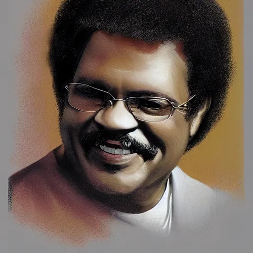 Prompt: brazilian 1 9 8 0's singer tim maia, portrait artwork by craig mullins, without glasses, without mustache