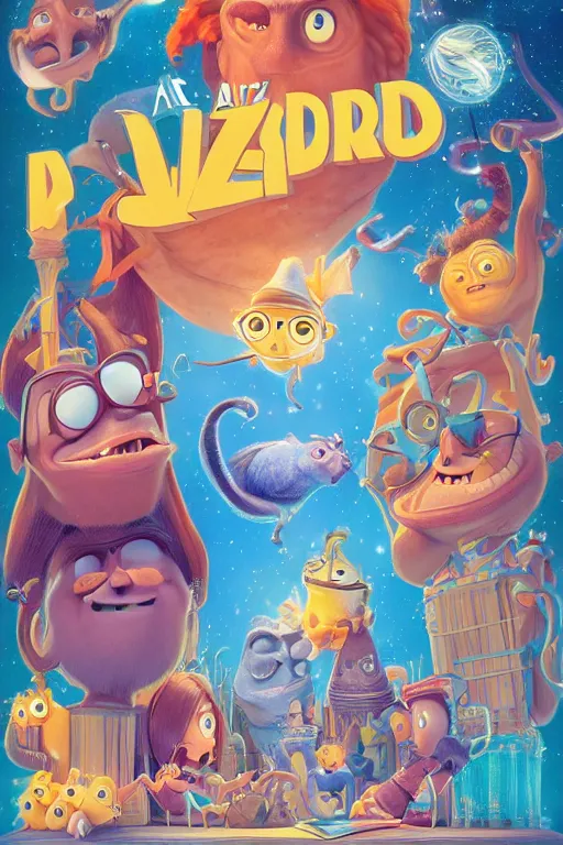 Image similar to a cute wizard hyperdetailed pixar style