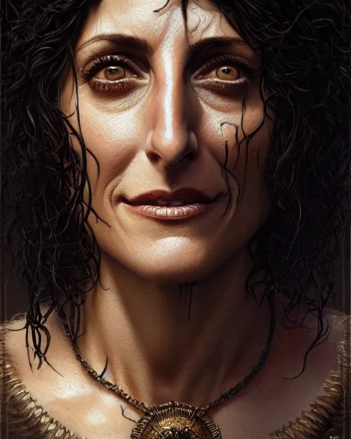 Prompt: lisa edelstein, thicc, young,, character portrait, portrait, close up, concept art, intricate details, highly detailed by greg rutkowski, michael whelan and gustave dore