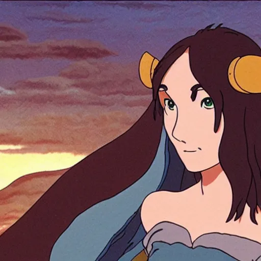 Image similar to megan fox as san in the studio ghibli movie princess mononoke, studio ghibli art