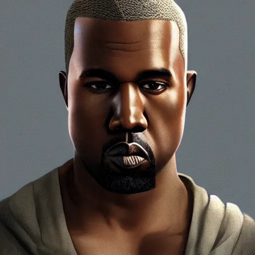 Image similar to photo realistic image of kanye west, wearing yeezy futuristic outfit stunning 3 d render inspired art by istvan sandorfi and greg rutkowski, perfect facial symmetry, complete body, realistic interpretation!!!, highly detailed attributes and atmosphere, dim volumetric cinematic lighting,