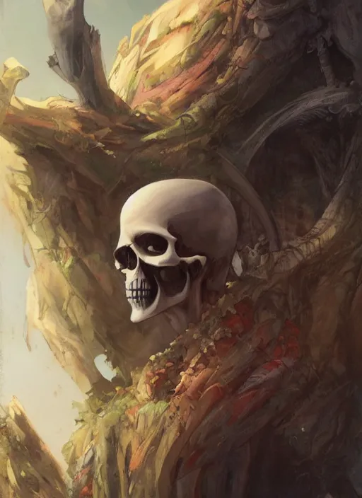 Prompt: a portrait of a male character, skull nose, in a scenic environment by Ross Tran and by Jesper Ejsing and by Mikalojus Konstantinas Ciurlionis