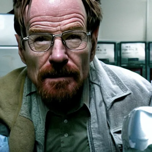 Image similar to Live Action Still of Bryan Cranston dressed as and playing Jesse Pinkman in Breaking Bad, real life, hyperrealistic, ultra realistic, realistic, highly detailed, epic, HD quality, 8k resolution, body and headshot, film still