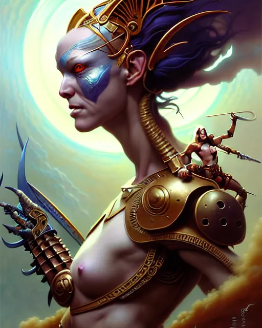 Image similar to beautiful warrior girl, fantasy character portrait, ultra realistic, wide angle, intricate details, the fifth element artifacts, highly detailed by peter mohrbacher, boris vallejo, hajime sorayama, wayne barlowe, aaron horkey, gaston bussiere, craig mullins