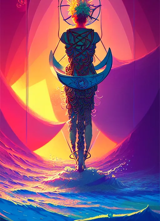 Image similar to fractal tarot card of a viking naturepunk master of oceans and wind water and boats, beautiful detailed realistic cinematic character concept fashion portrait, hi - fructose art magazine, by anton fadeev and paul lehr and david heskin and josan gonzalez, 8 k