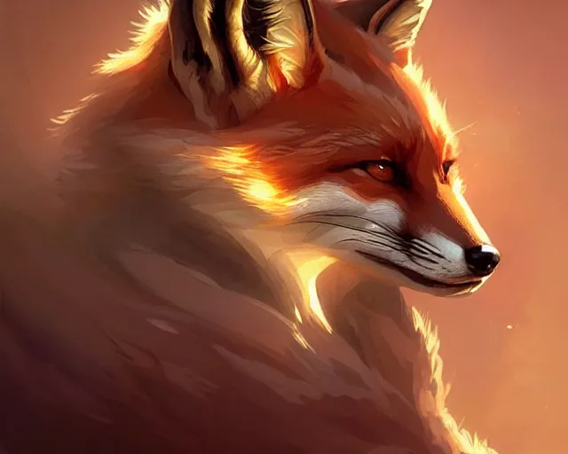 Image similar to fox fox fox fox fox with a hint of fox, deep focus, d & d, fantasy, intricate, elegant, highly detailed, digital painting, artstation, concept art, matte, sharp focus, illustration, hearthstone, art by artgerm and greg rutkowski and alphonse mucha