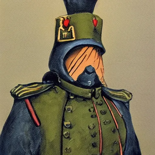 Image similar to a painting of a rabbit dressed as a Russian Imperial Soldier