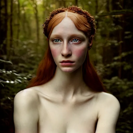 Prompt: photographic portrait of a stunningly beautiful english renaissance female in soft dreamy light at sunset, deep forest, soft focus, contemporary fashion shoot, hasselblad nikon, in a denis villeneuve and tim burton movie, by edward robert hughes, annie leibovitz and steve mccurry, david lazar, jimmy nelsson, extremely detailed, breathtaking, hyperrealistic, perfect face