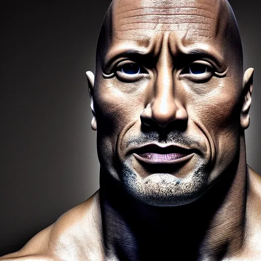 Image similar to dwayne johnson with really narrow eyes, portrait, studio photography, studio lighting, high detail, 8 k