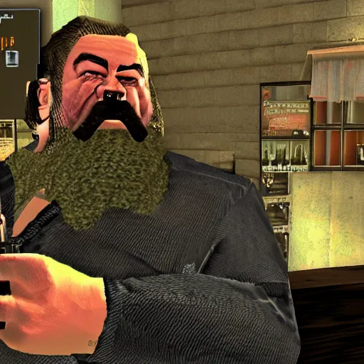 Prompt: ps 1 hagrid gun gta 3 npc