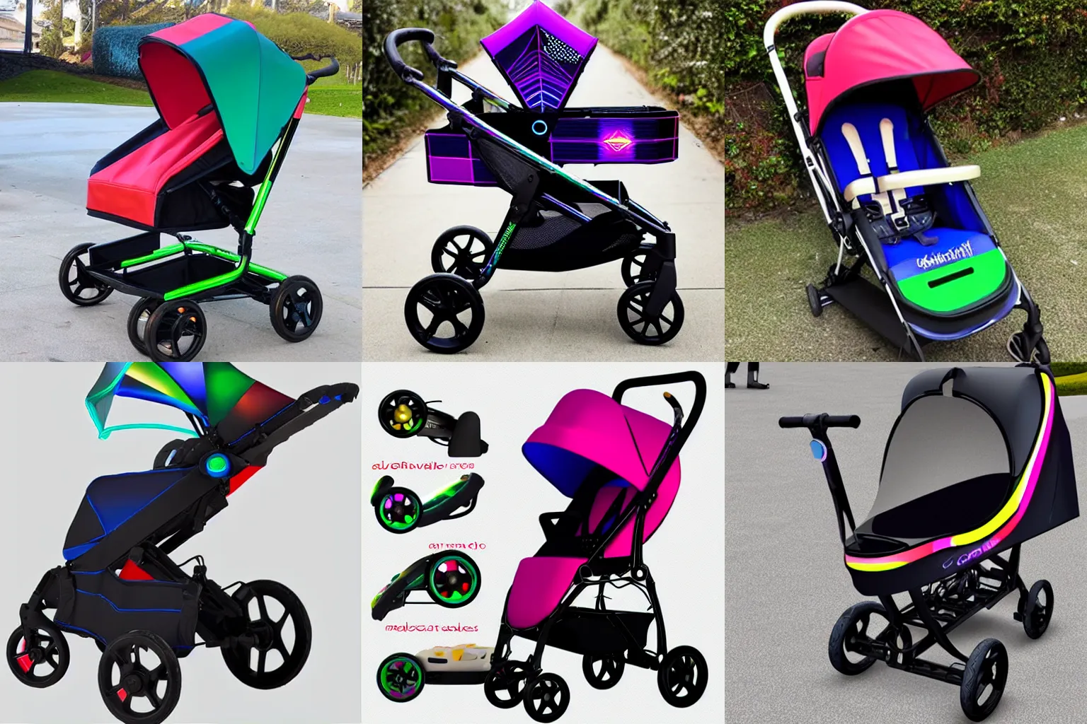 Prompt: Gaming RGB stroller