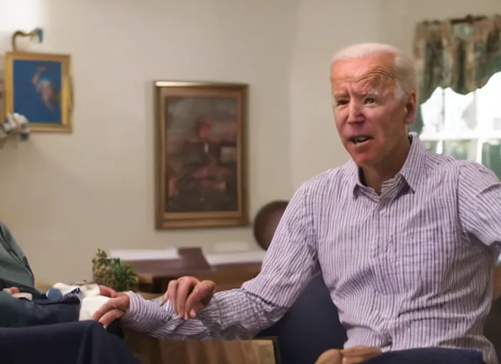 Image similar to film still of joe biden as a resident in a nursing home