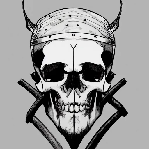 Image similar to a beautiful artwork portrait of a viking skull by Adrian Tomine, featured on artstation