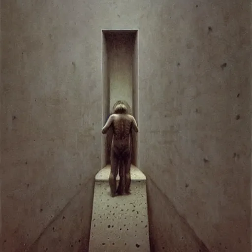 Prompt: Prison of shame. Regret. Concept art. Zdzisław Beksiński