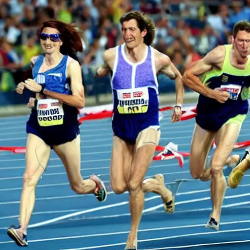 Image similar to astronauts running in a race in a stadium. olympic relay race.