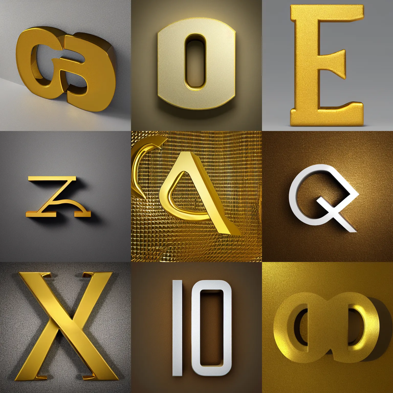 Prompt: Gold and white letter P Vray