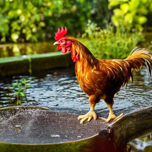 Image similar to chicken rooster standing in a pond photo bokeh depth field