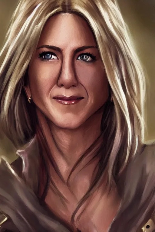 Prompt: jennifer aniston portrait as a dnd character fantasy art.