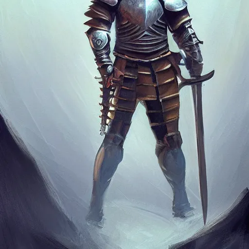 Image similar to a painting of a knight holding a sword, concept art by Magali Villeneuve, featured on cgsociety, fantasy art, concept art, official art, speedpainting