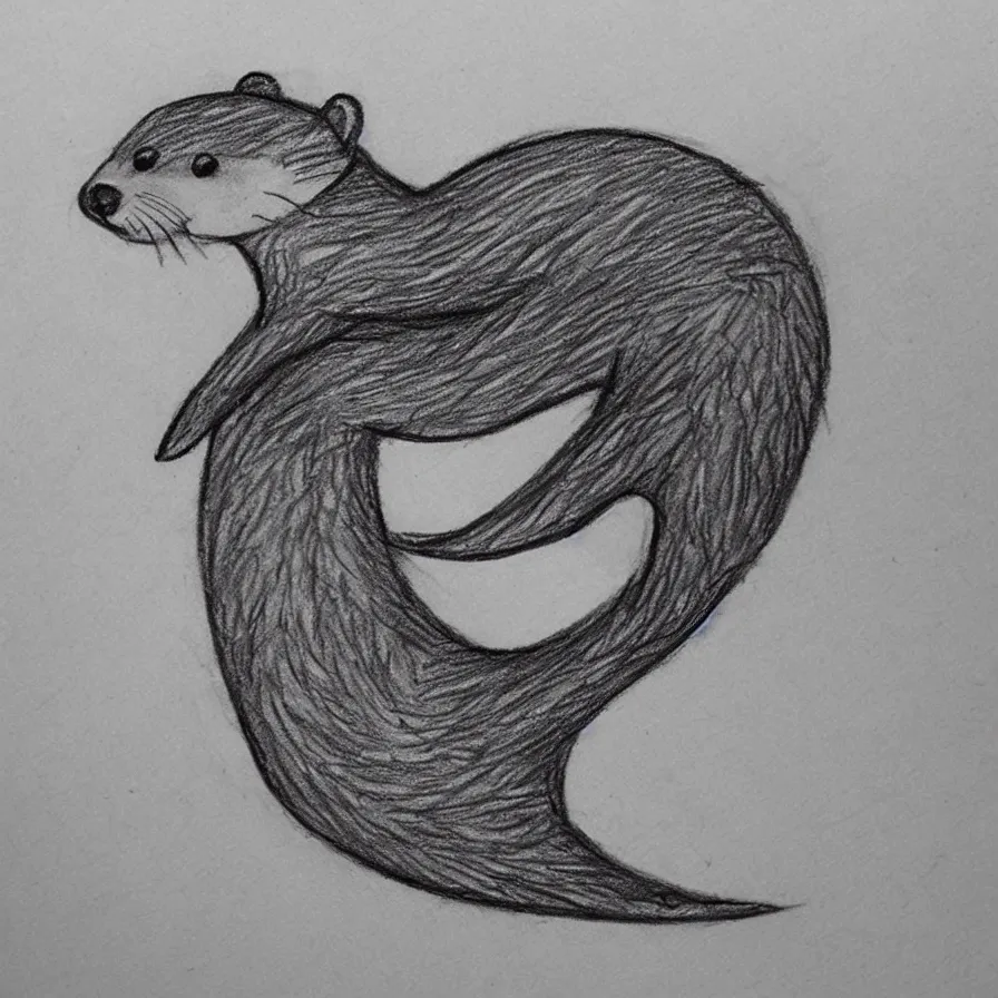 Image similar to pencil sketch!!! of a stylized otter symbol logo!!!